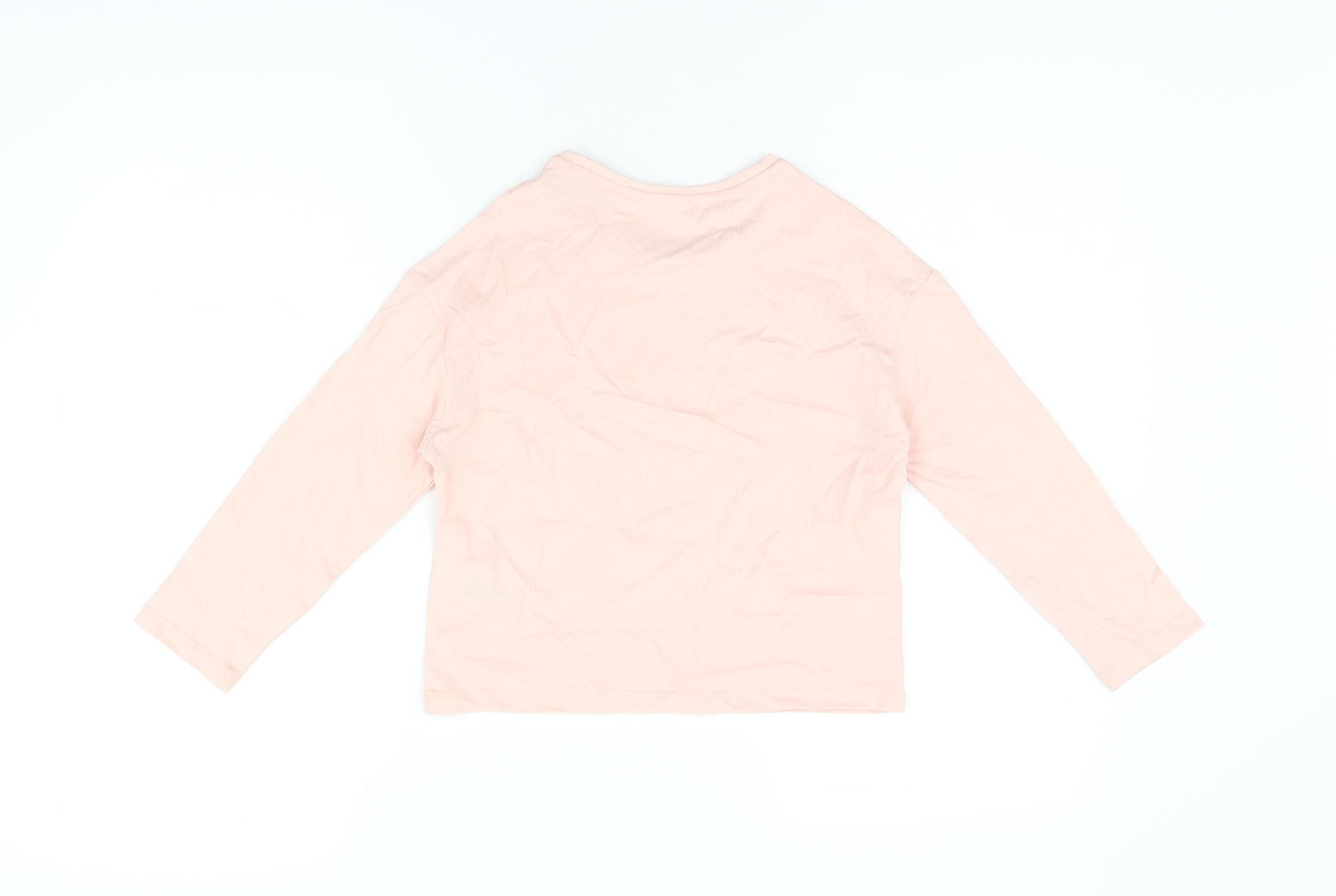 Marks and Spencer Girls Pink Cotton Basic T-Shirt Size 4-5 Years Round Neck Pullover