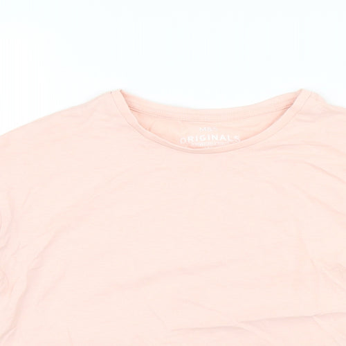 Marks and Spencer Girls Pink Cotton Basic T-Shirt Size 4-5 Years Round Neck Pullover