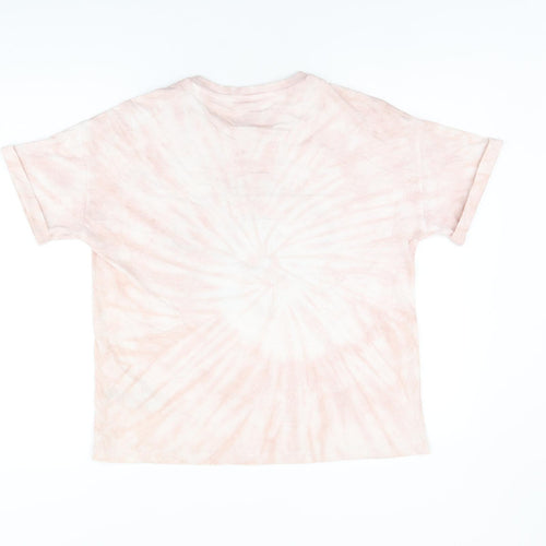 Marks and Spencer Girls Pink Geometric Cotton Basic T-Shirt Size 13-14 Years Round Neck Pullover - Tie Dye, Mystic Dreams