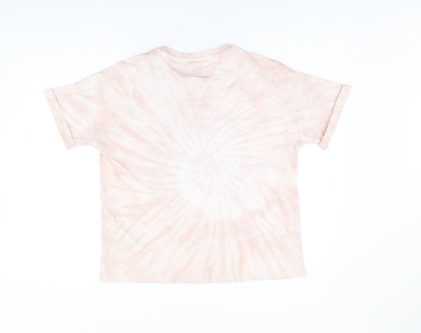 Marks and Spencer Girls Pink Geometric Cotton Basic T-Shirt Size 13-14 Years Round Neck Pullover - Tie Dye, Mystic Dreams