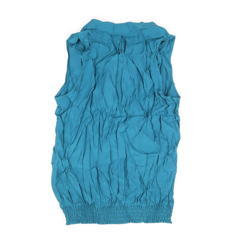 Wallis Womens Blue Viscose Basic T-Shirt Size L V-Neck