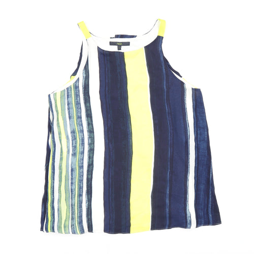 NEXT Womens Multicoloured Striped Viscose Basic T-Shirt Size 14 Round Neck