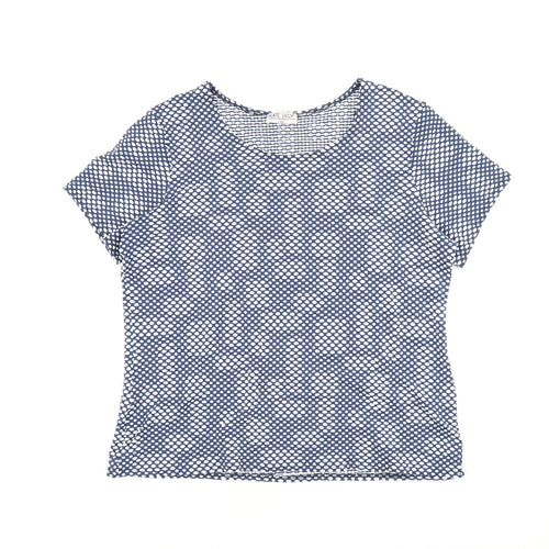 Kate Lilly Womens Blue Polka Dot Polyester Basic T-Shirt Size 22 Round Neck