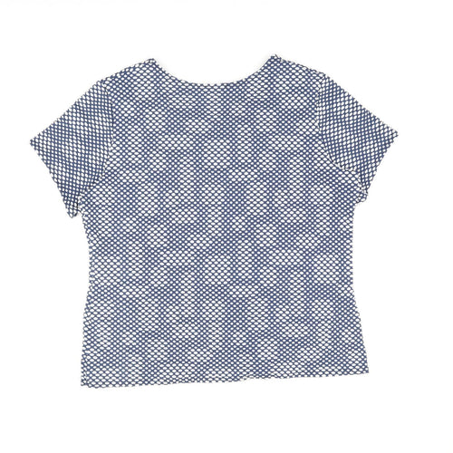 Kate Lilly Womens Blue Polka Dot Polyester Basic T-Shirt Size 22 Round Neck