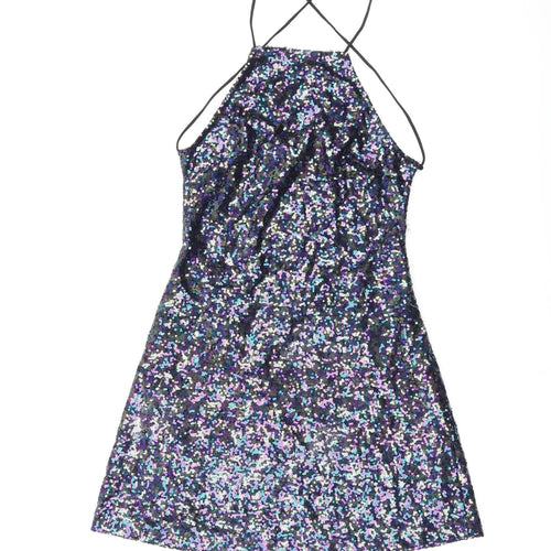 Motel Womens Black Polyester Mini Size XS Square Neck Tie - Sequin
