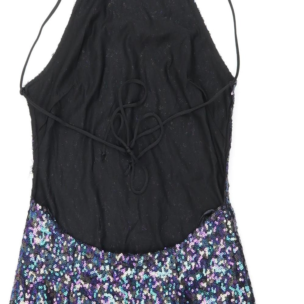 Motel Womens Black Polyester Mini Size XS Square Neck Tie - Sequin