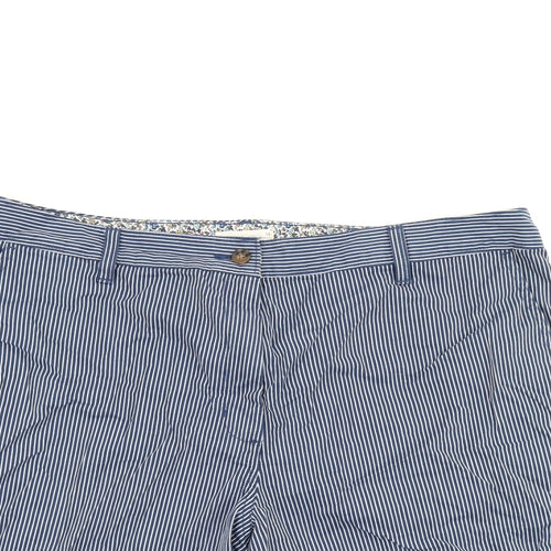 Marks and Spencer Womens Blue Striped Cotton Bermuda Shorts Size 18 L9 in Regular Zip
