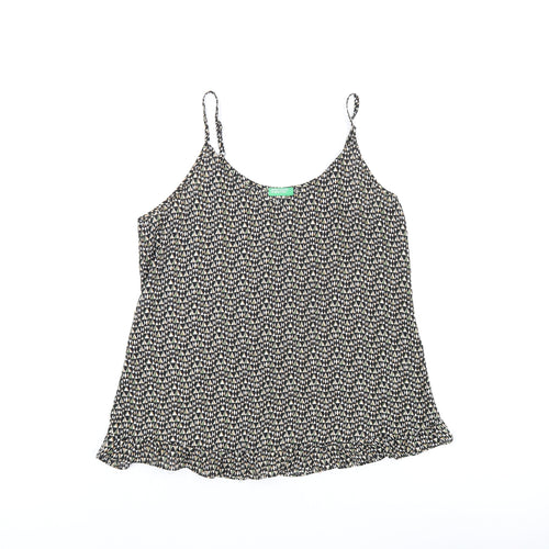 United Colors of Benetton Womens Multicoloured Geometric Polyester Camisole T-Shirt Size S V-Neck