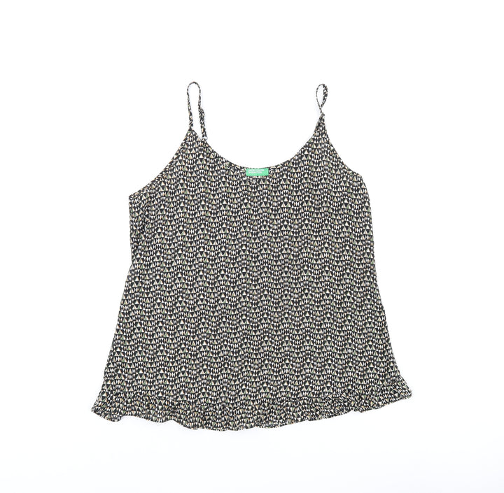 United Colors of Benetton Womens Multicoloured Geometric Polyester Camisole T-Shirt Size S V-Neck