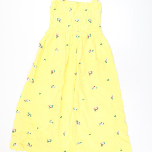 Cath Kidston Womens Yellow Floral Polyester A-Line Size 8 Square Neck Pullover
