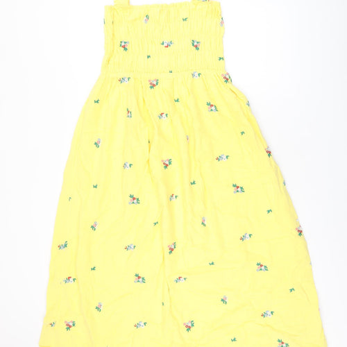 Cath Kidston Womens Yellow Floral Polyester A-Line Size 8 Square Neck Pullover