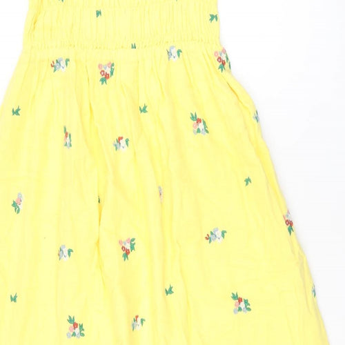 Cath Kidston Womens Yellow Floral Polyester A-Line Size 8 Square Neck Pullover