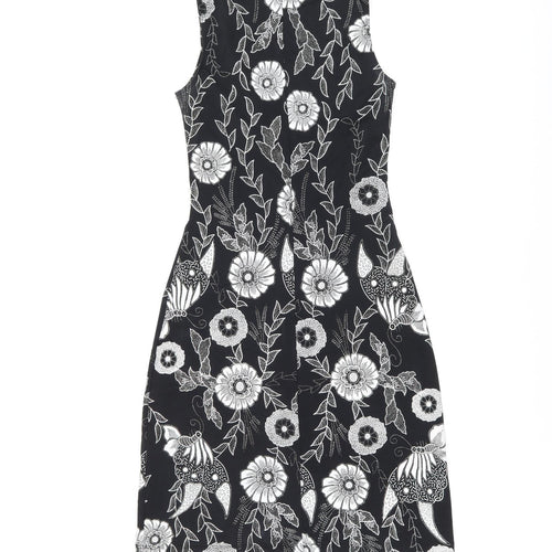 Zimmerman Womens Black Floral Polyester Shift Size 10 V-Neck Pullover