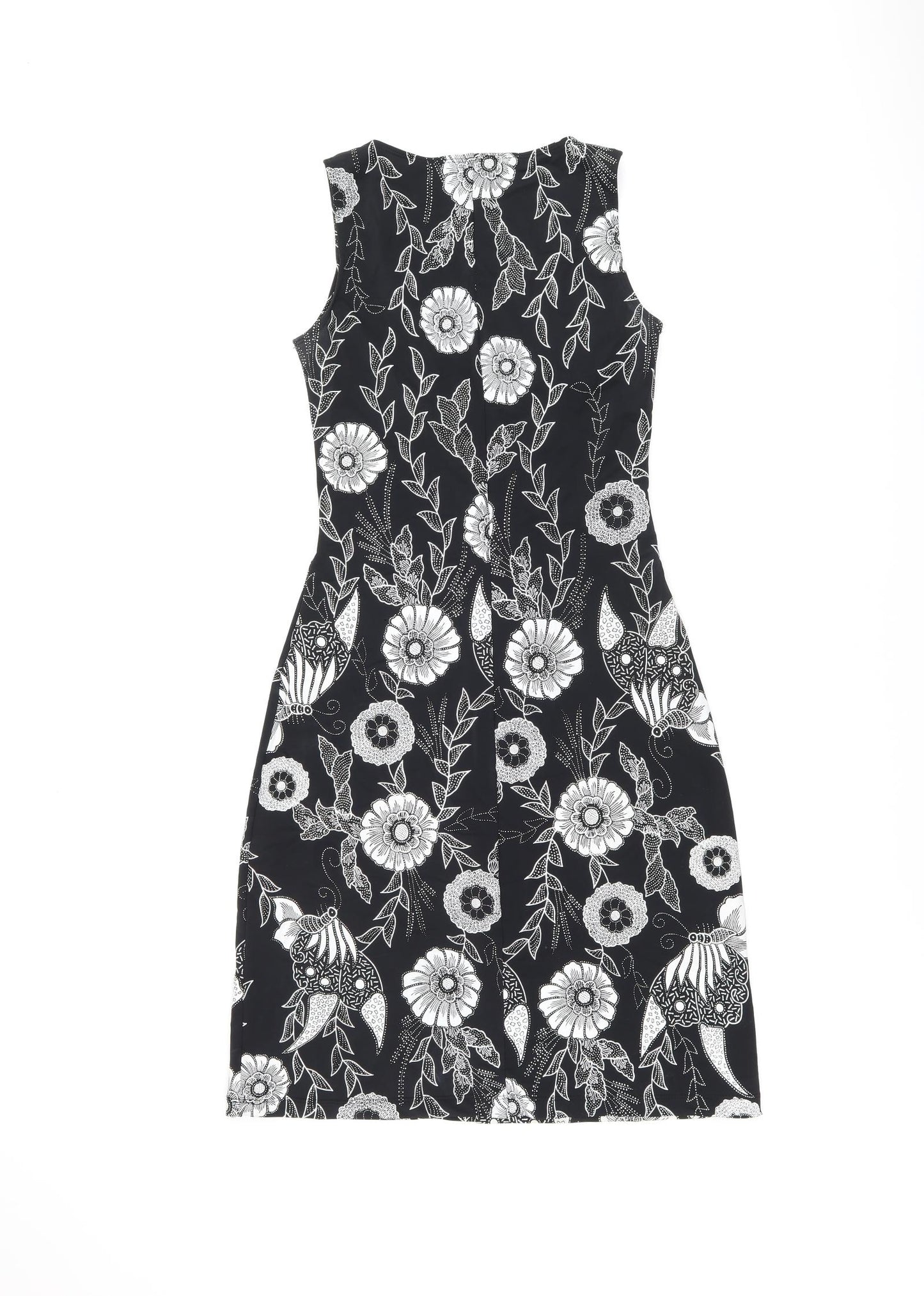 Zimmerman Womens Black Floral Polyester Shift Size 10 V-Neck Pullover