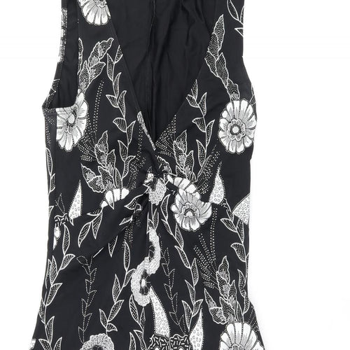 Zimmerman Womens Black Floral Polyester Shift Size 10 V-Neck Pullover
