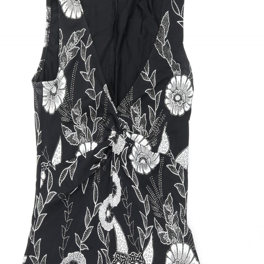 Zimmerman Womens Black Floral Polyester Shift Size 10 V-Neck Pullover