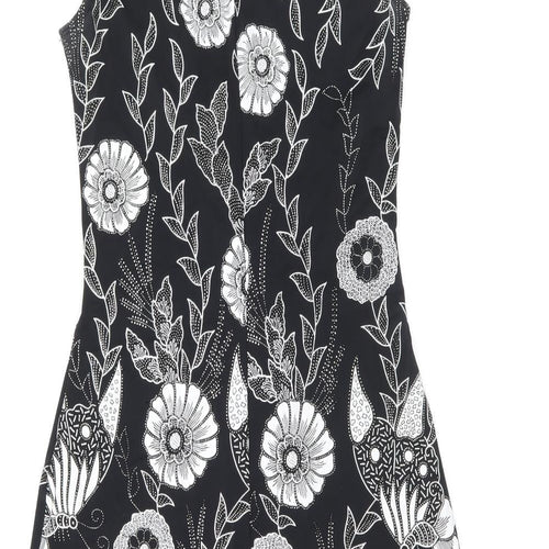 Zimmerman Womens Black Floral Polyester Shift Size 10 V-Neck Pullover