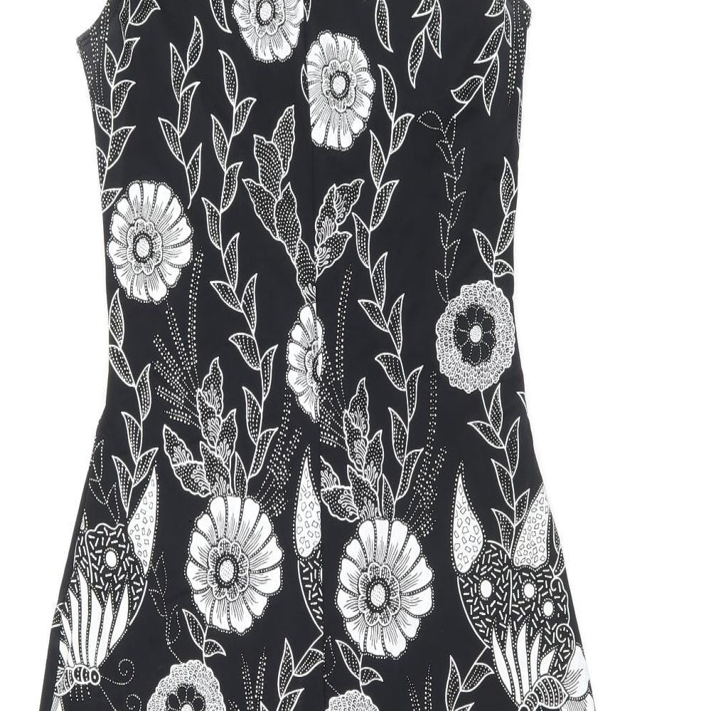 Zimmerman Womens Black Floral Polyester Shift Size 10 V-Neck Pullover