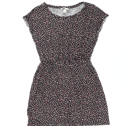 H&M Womens Black Geometric Cotton Mini Size S Round Neck Pullover