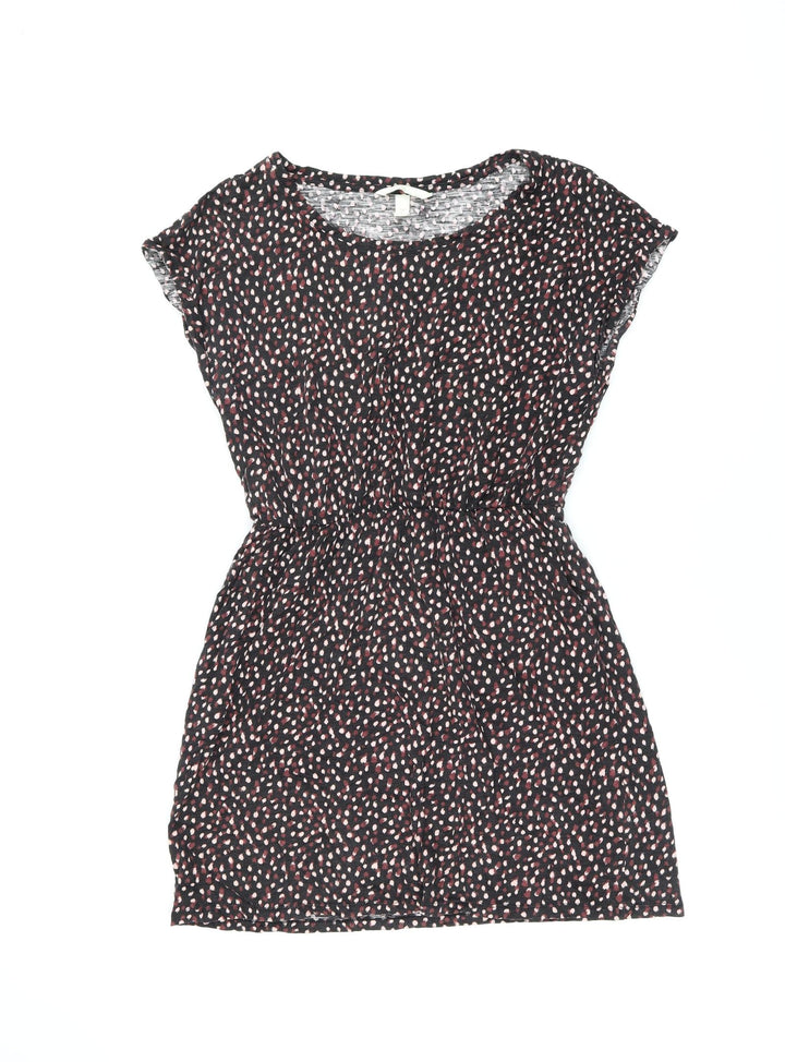 H&M Womens Black Geometric Cotton Mini Size S Round Neck Pullover