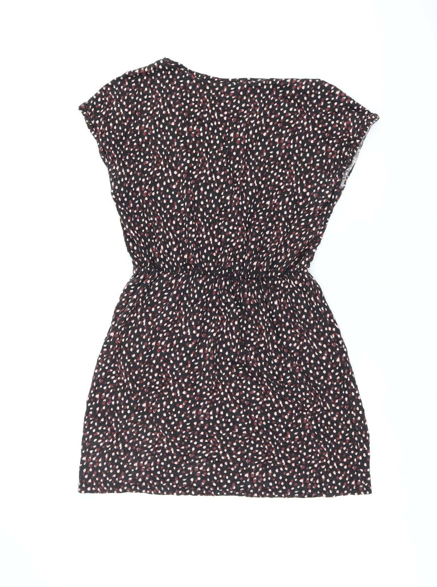 H&M Womens Black Geometric Cotton Mini Size S Round Neck Pullover