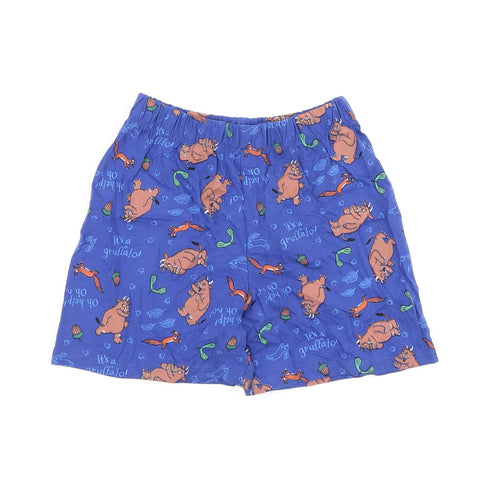 Marks and Spencer Boys Blue Geometric Cotton Sweat Shorts Size 4-5 Years Regular - Gruffalo