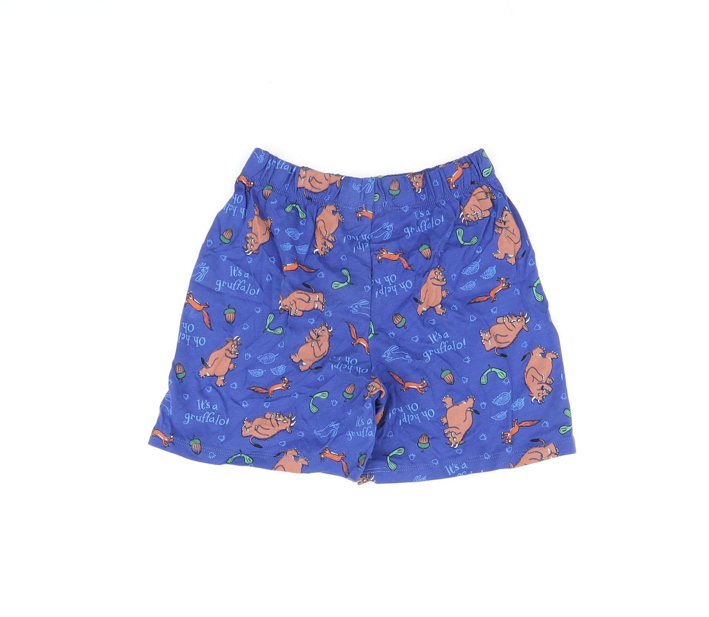 Marks and Spencer Boys Blue Geometric Cotton Sweat Shorts Size 4-5 Years Regular - Gruffalo