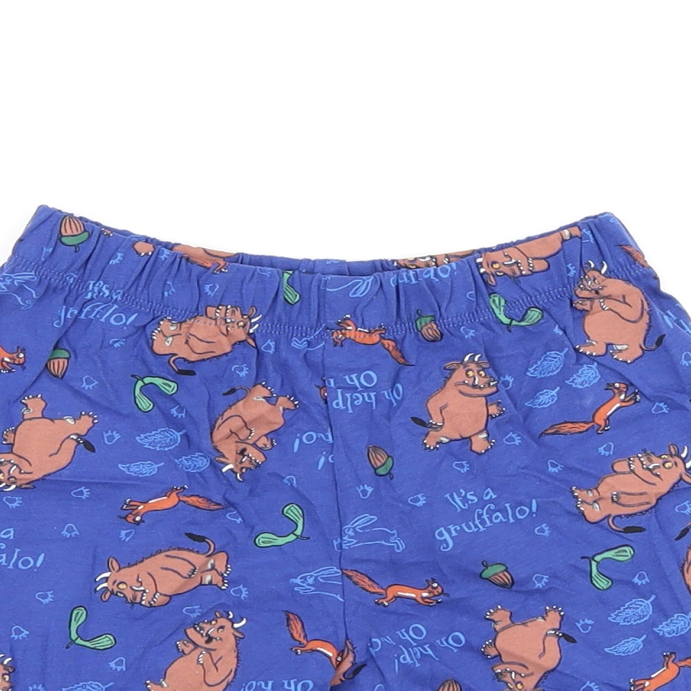 Marks and Spencer Boys Blue Geometric Cotton Sweat Shorts Size 4-5 Years Regular - Gruffalo