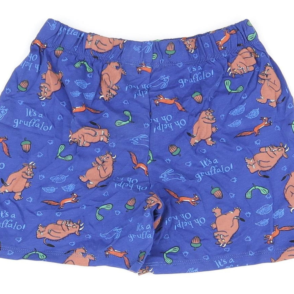 Marks and Spencer Boys Blue Geometric Cotton Sweat Shorts Size 4-5 Years Regular - Gruffalo