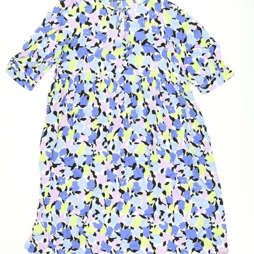 Marks and Spencer Womens Multicoloured Geometric Viscose Shift Size 20 Round Neck Tie