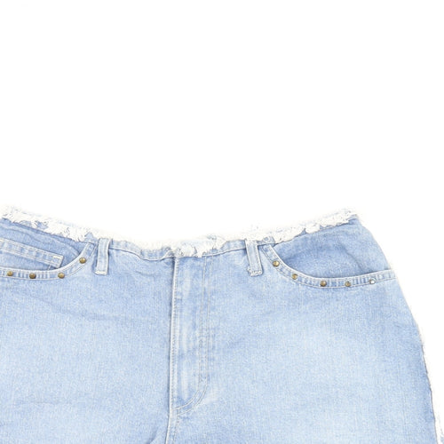 Pilot Womens Blue Polyester Hot Pants Shorts Size 10 Regular Zip