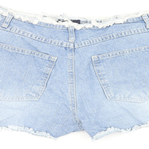 Pilot Womens Blue Polyester Hot Pants Shorts Size 10 Regular Zip