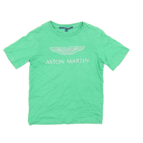 Aston Martin Boys Green Cotton Basic T-Shirt Size 6 Years Round Neck Pullover - Aston Martin Logo