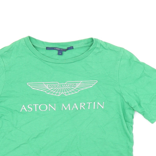 Aston Martin Boys Green Cotton Basic T-Shirt Size 6 Years Round Neck Pullover - Aston Martin Logo