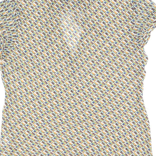 Red Herring Womens Multicoloured Geometric Polyester Basic T-Shirt Size 14 Round Neck