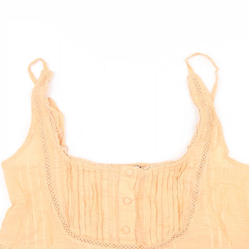 ASOS Womens Orange Cotton Basic T-Shirt Size 6 Scoop Neck