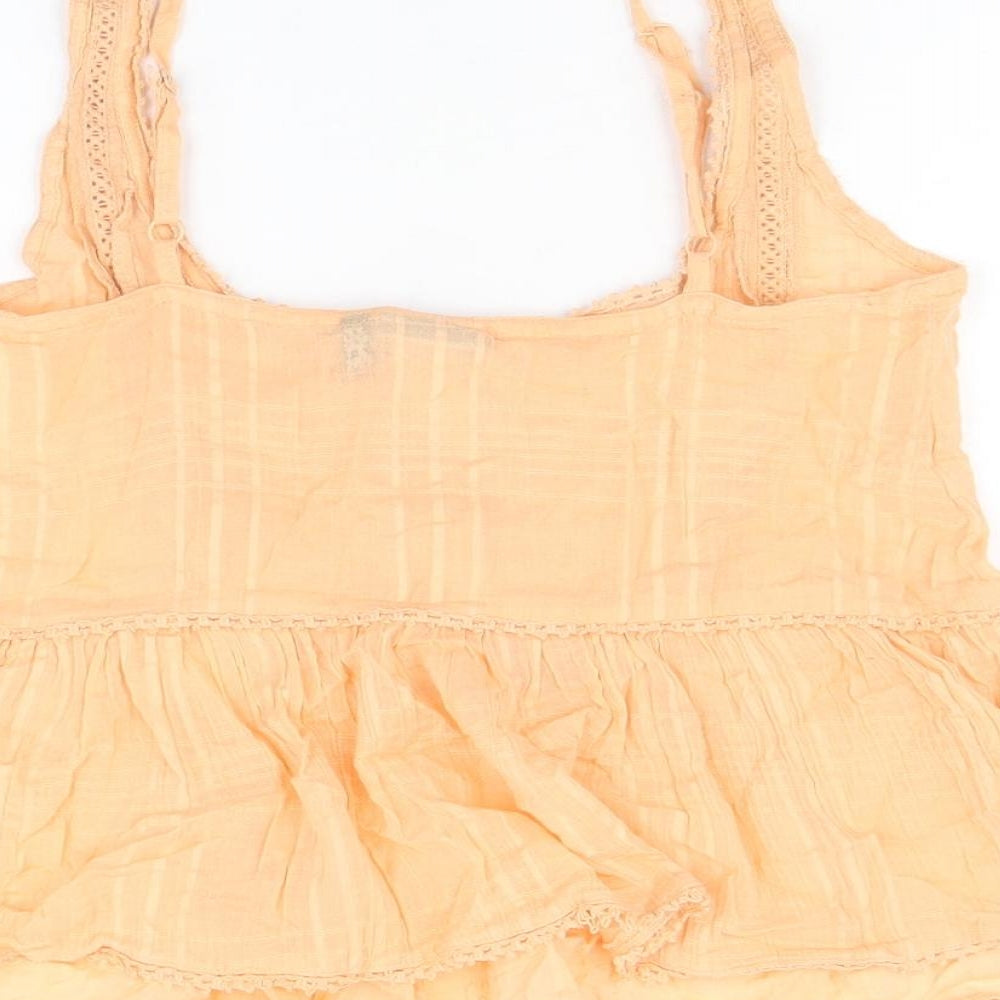 ASOS Womens Orange Cotton Basic T-Shirt Size 6 Scoop Neck