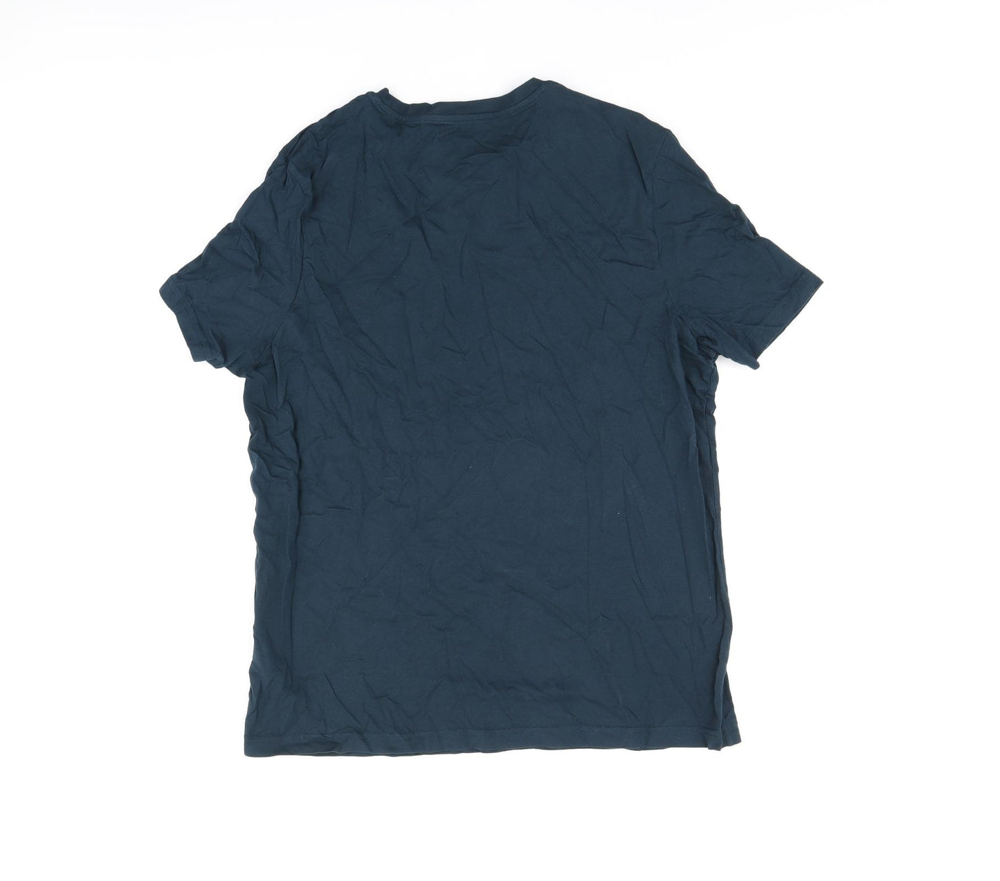 Marks and Spencer Womens Blue Cotton Basic T-Shirt Size L Round Neck