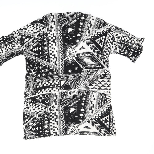 H&M Womens Black V-Neck Geometric Viscose Cardigan Jumper One Size