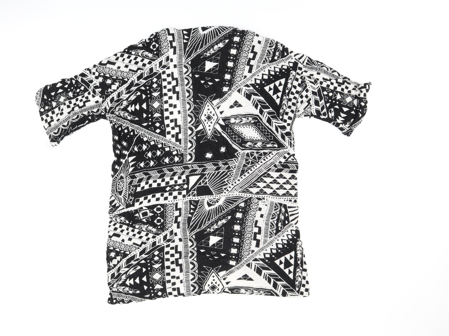 H&M Womens Black V-Neck Geometric Viscose Cardigan Jumper One Size