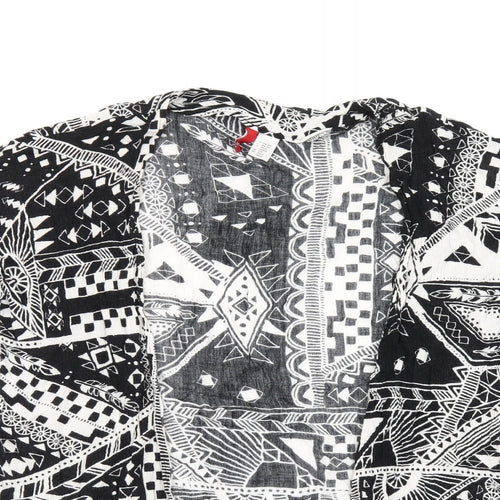H&M Womens Black V-Neck Geometric Viscose Cardigan Jumper One Size