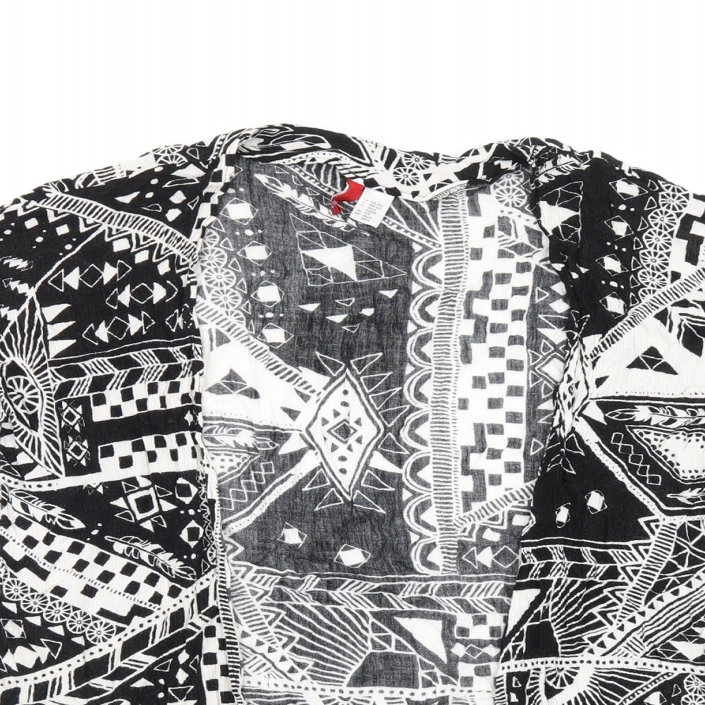 H&M Womens Black V-Neck Geometric Viscose Cardigan Jumper One Size