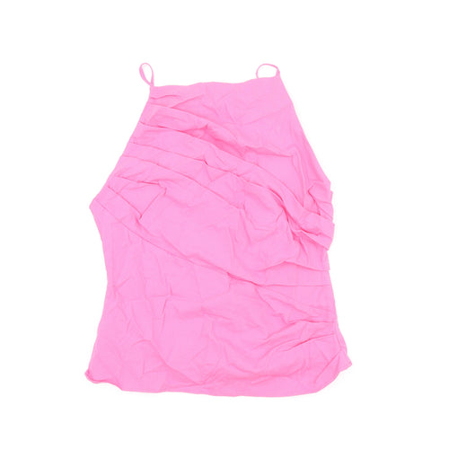 Zara Womens Pink Viscose Basic T-Shirt Size M Square Neck