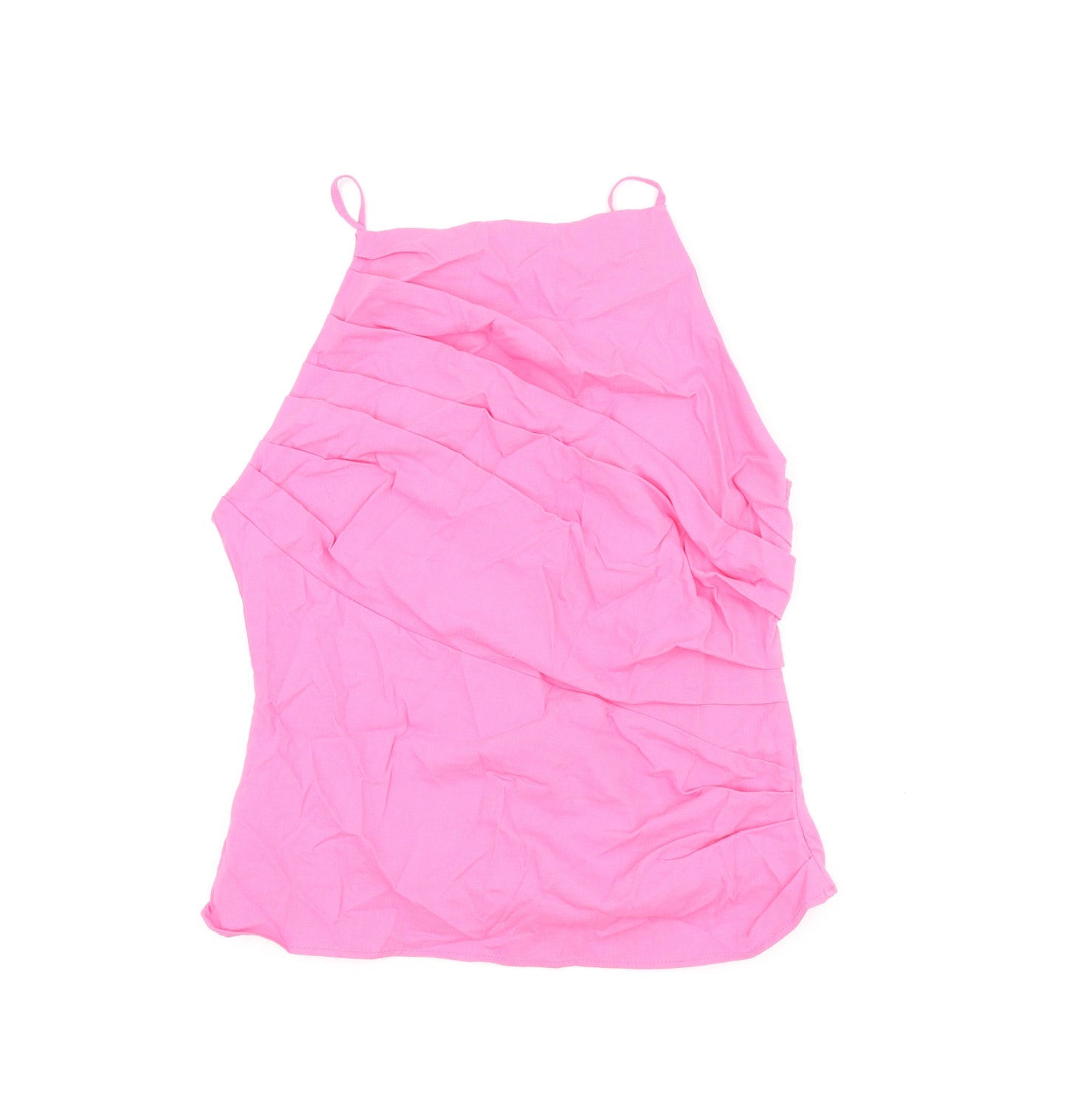 Zara Womens Pink Viscose Basic T-Shirt Size M Square Neck