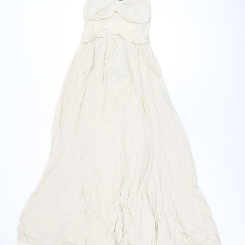 Zara Womens Beige Viscose Maxi Size XS Sweetheart Tie