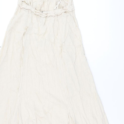 Zara Womens Beige Viscose Maxi Size XS Sweetheart Tie