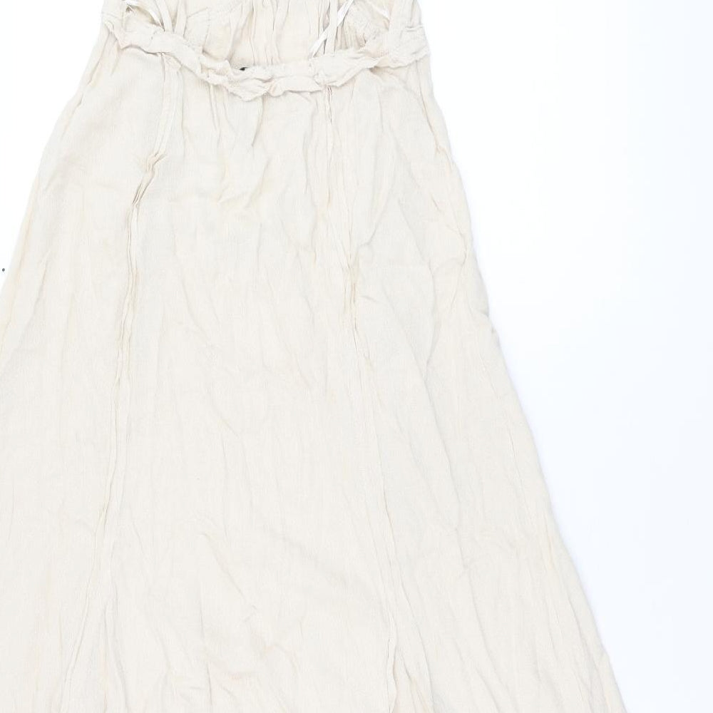 Zara Womens Beige Viscose Maxi Size XS Sweetheart Tie