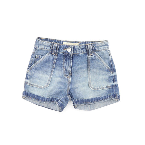 NEXT Girls Blue Cotton Boyfriend Shorts Size 6 Years Regular Zip