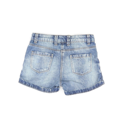 NEXT Girls Blue Cotton Boyfriend Shorts Size 6 Years Regular Zip