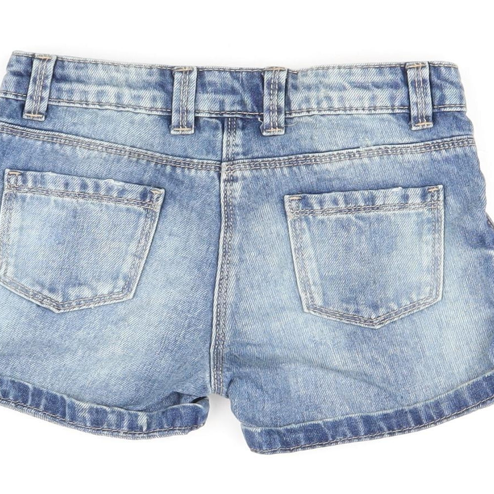 NEXT Girls Blue Cotton Boyfriend Shorts Size 6 Years Regular Zip